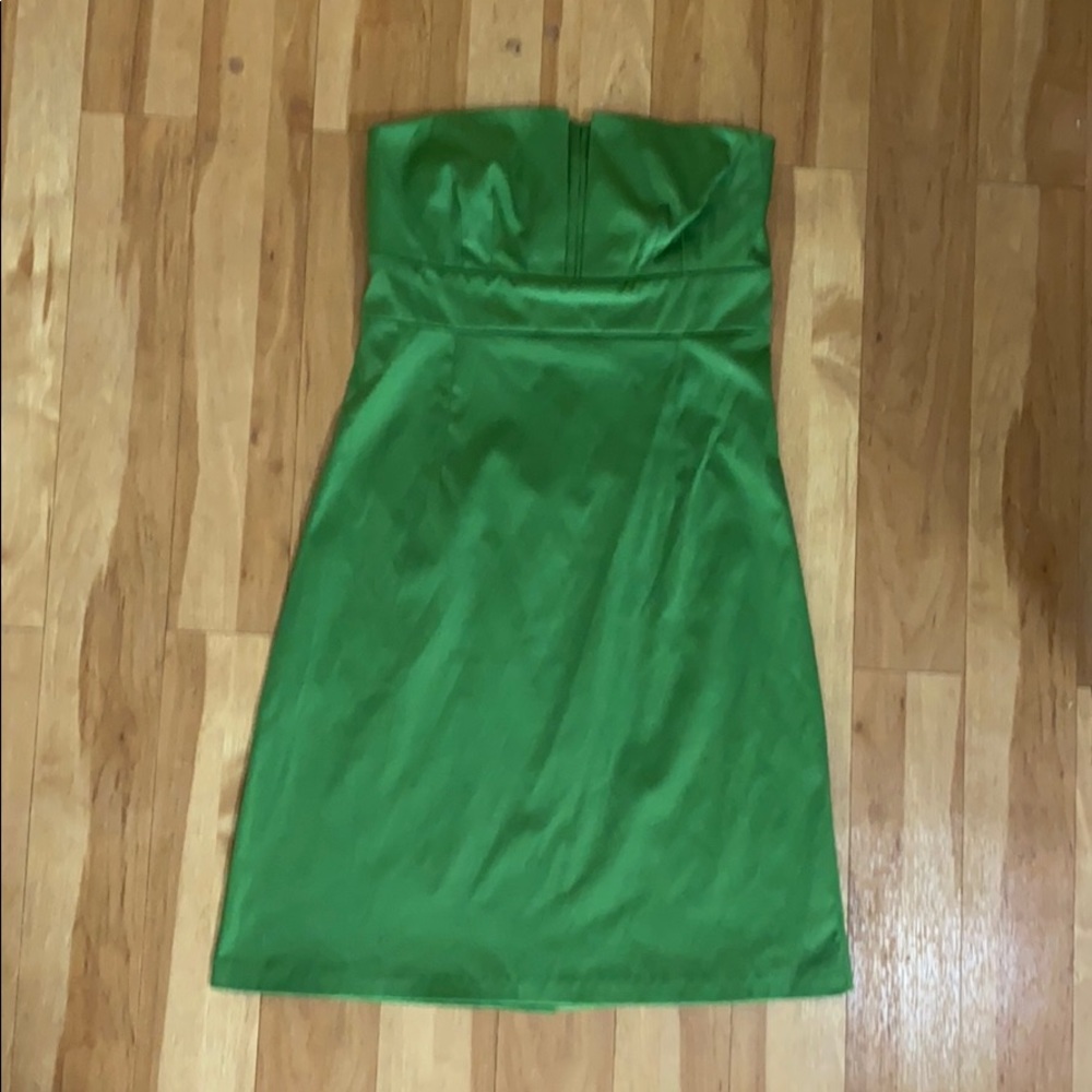 Green strapless cocktail dress